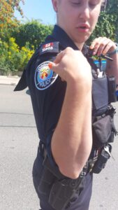 the shoulder patch of a Toronto Police Service member.